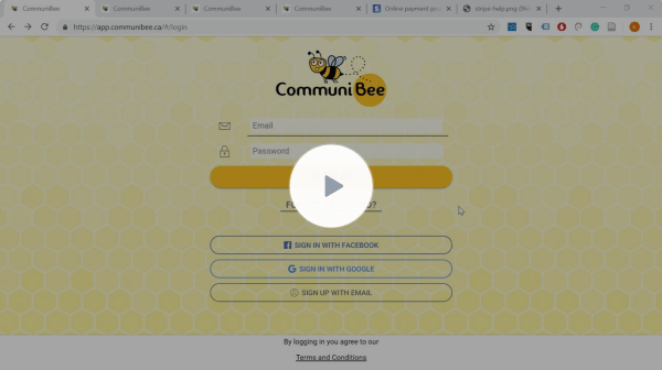 Screenshot of the CommuniBee log in page.