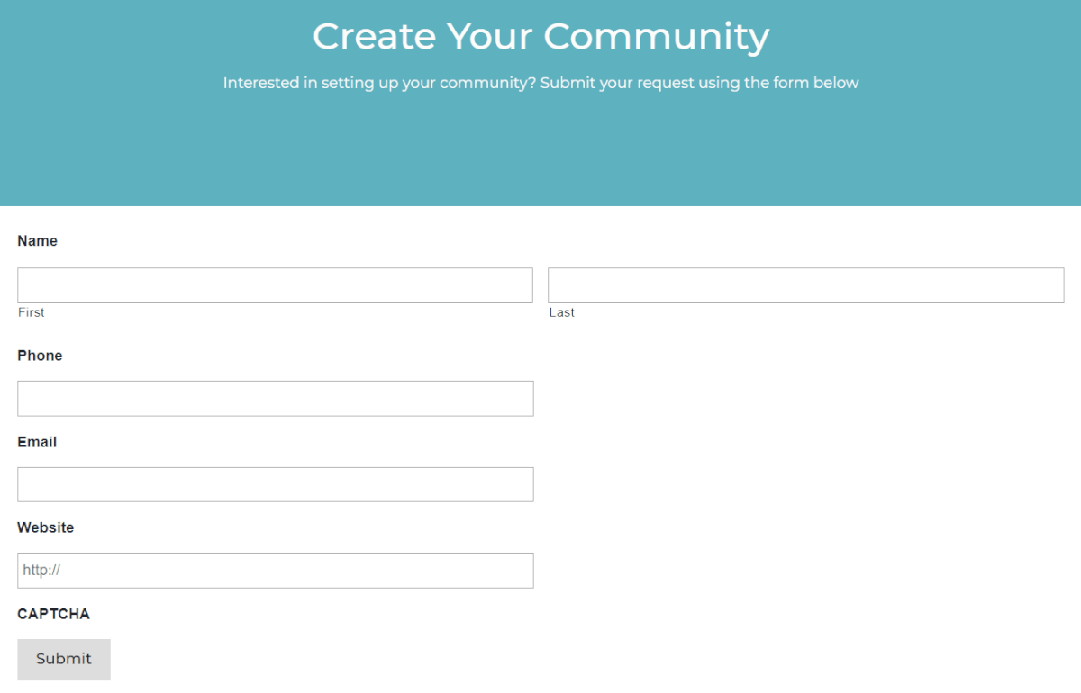 CommuniBee screen capture highlighting how to create your community.