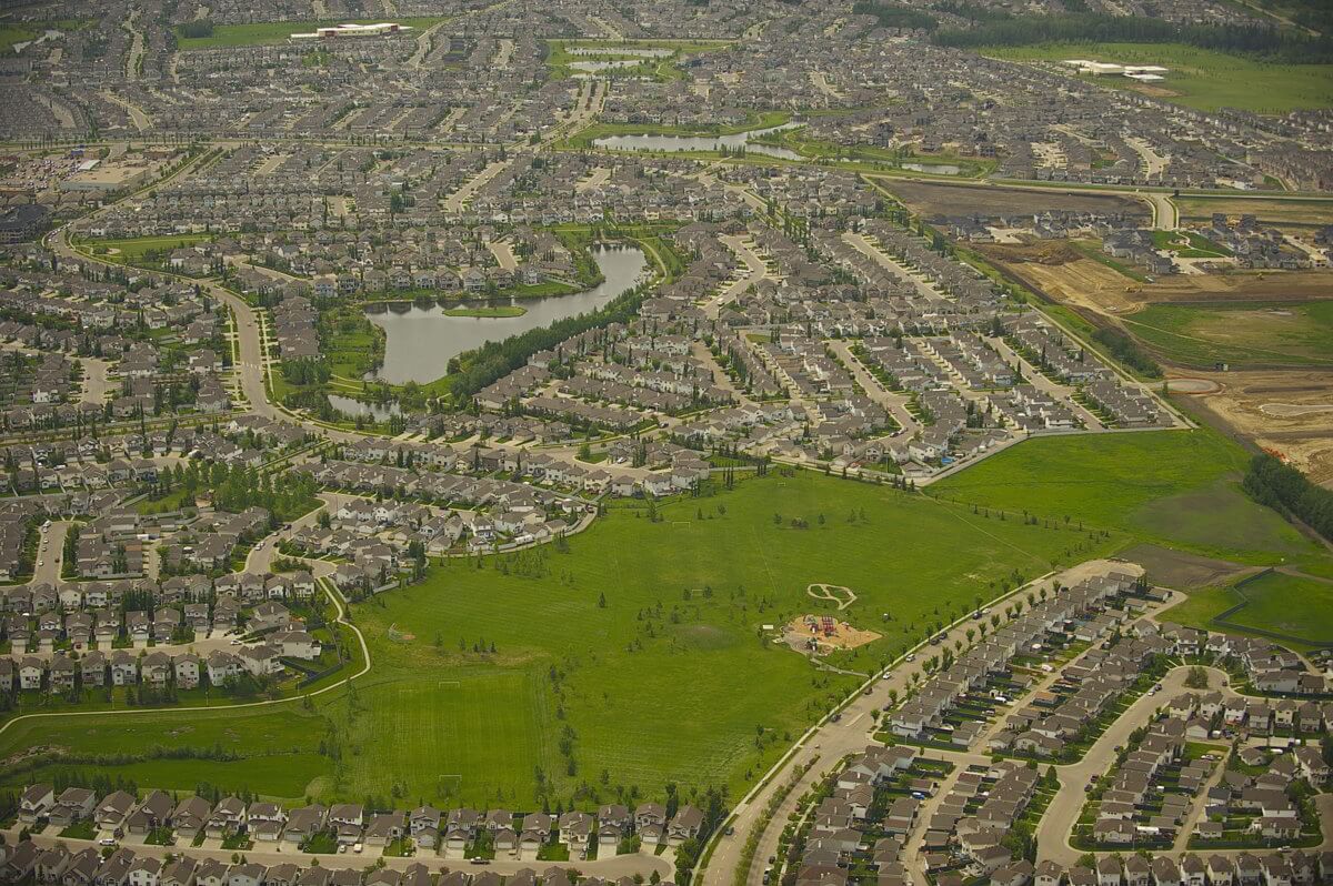Aerial photo of a community using CommuniBee in Edmonton, AB.