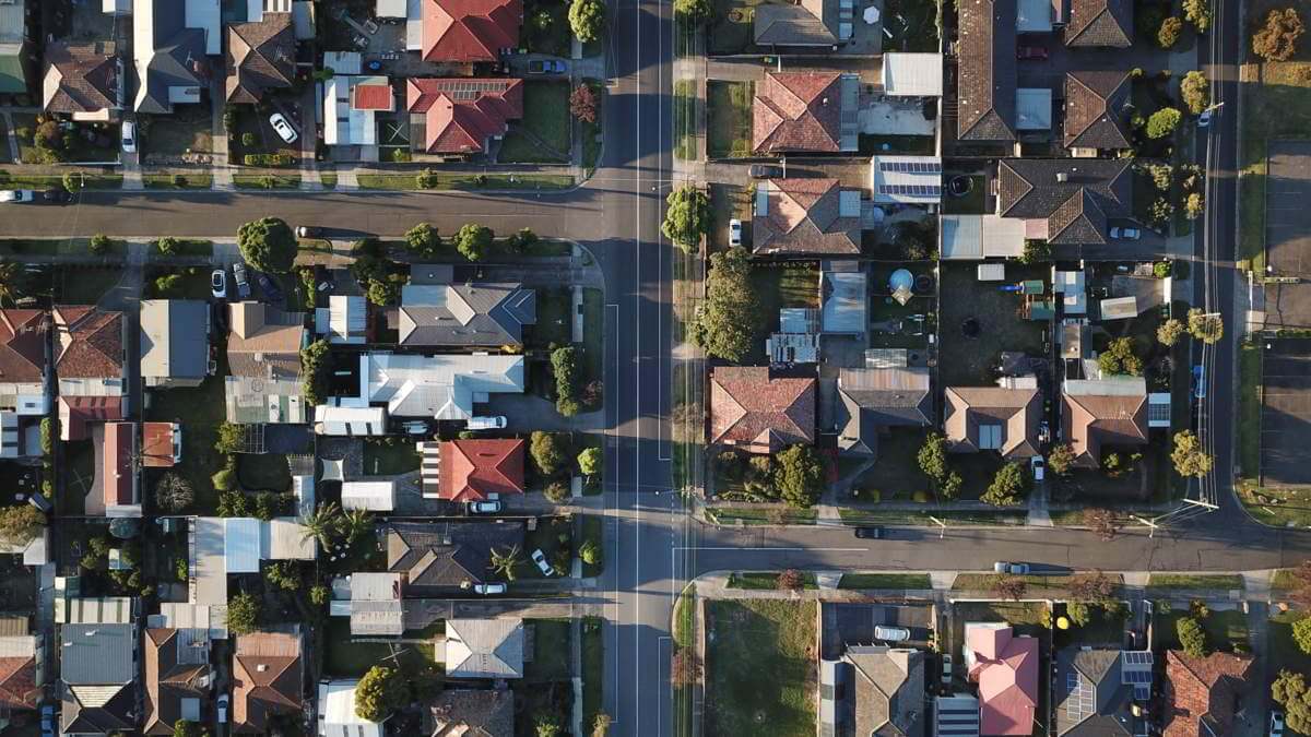 Aerial View of a neighborhood.
