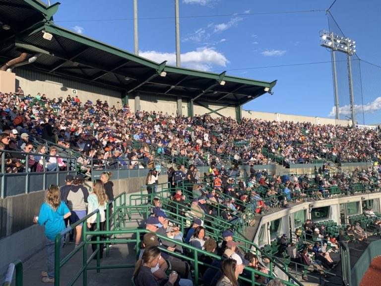 Enthusiastic crowd full of Riverhawks fans